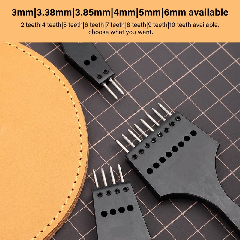 WUTA Leather Stitching Punch, 3nd Removable Round Hole Pricking Irons, Professional Working Hole Punch Tool Set for DIY Leather Craft（5mm- 2+7 Hole） - Image 5